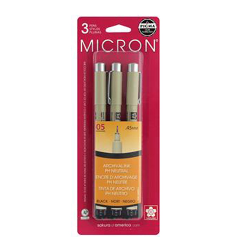 Sakura, Pigma, Micron, Pen, 05, 3 Pack, Black